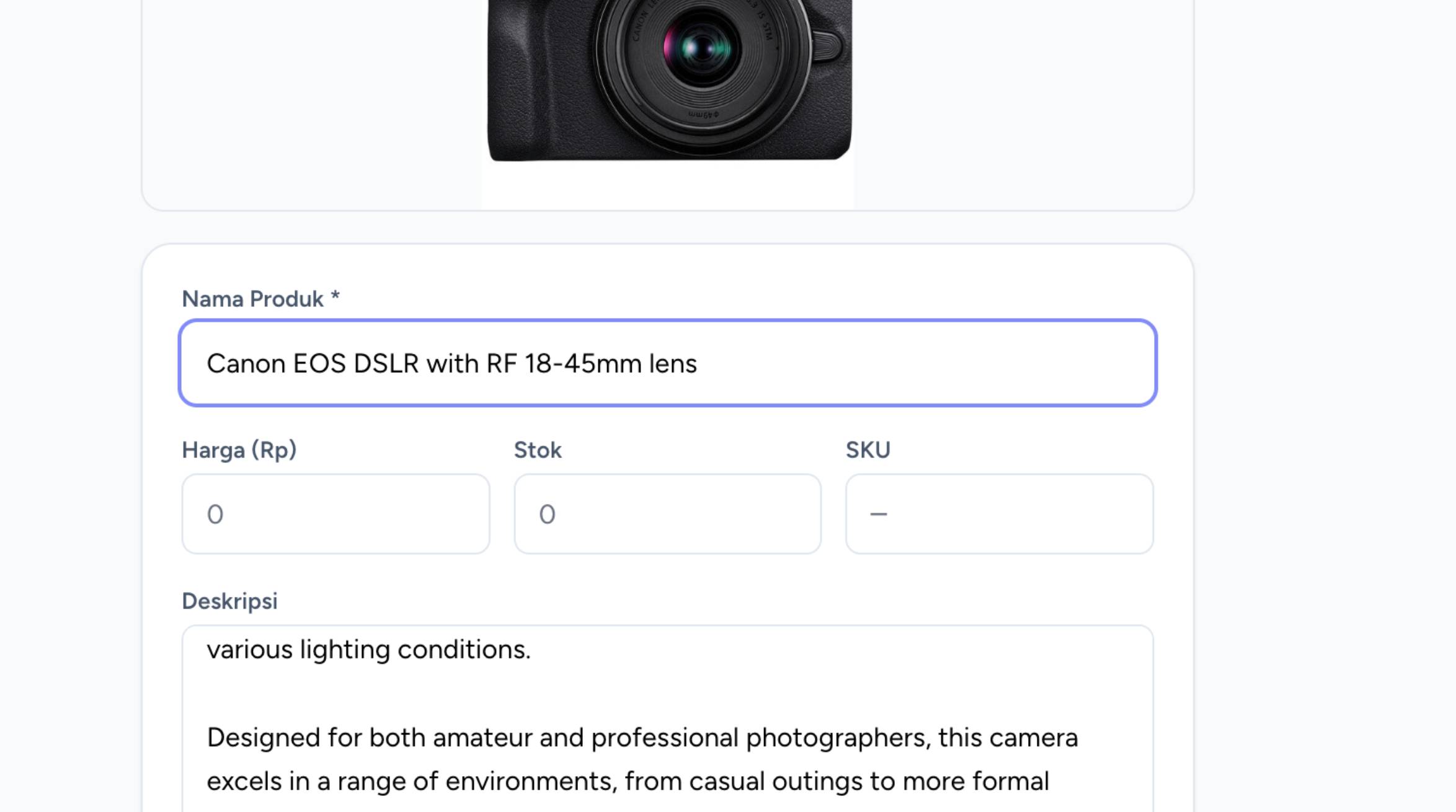 Listing produk dengan AI